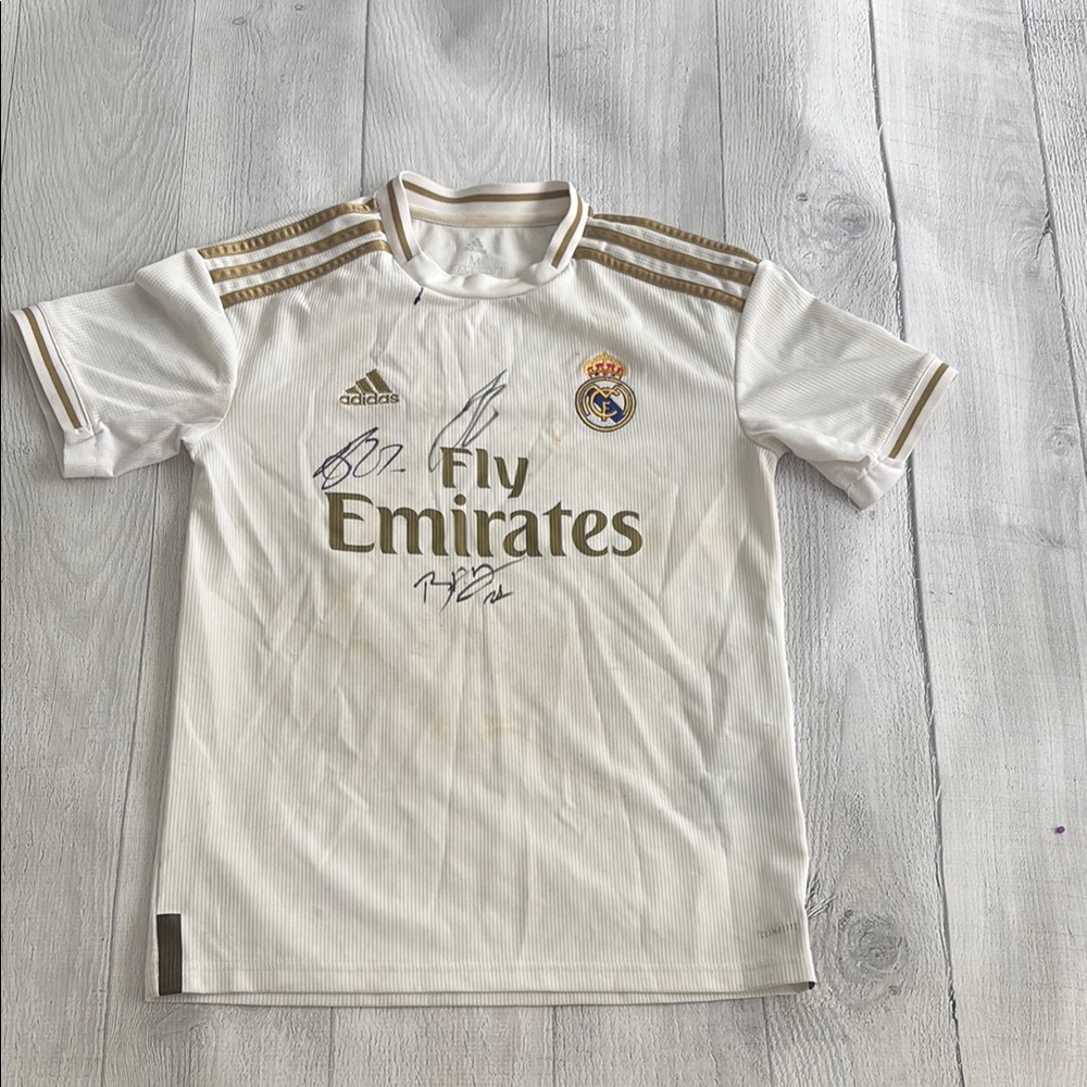Autographed Real Madrid Adidas Gold and White Jersey